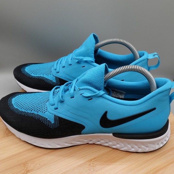 Nike Shoes Sz 10.5 Odyssey React 2 Flyknit Blue Lagoon AH1015-402 2018 Running - Picture 1 of 11